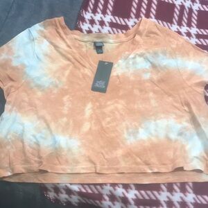 Wild Fable Orange Tie-Dye V-Neck Crop Top